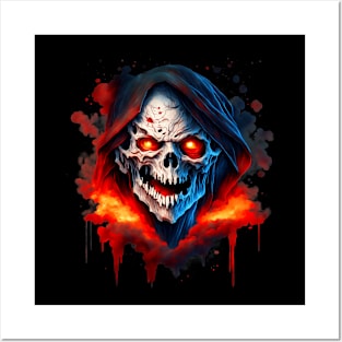 Skull with Glowing Red Eyes Posters and Art